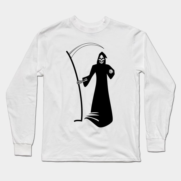 Grim Reaper Silhouette Long Sleeve T-Shirt by MonkeyBusiness